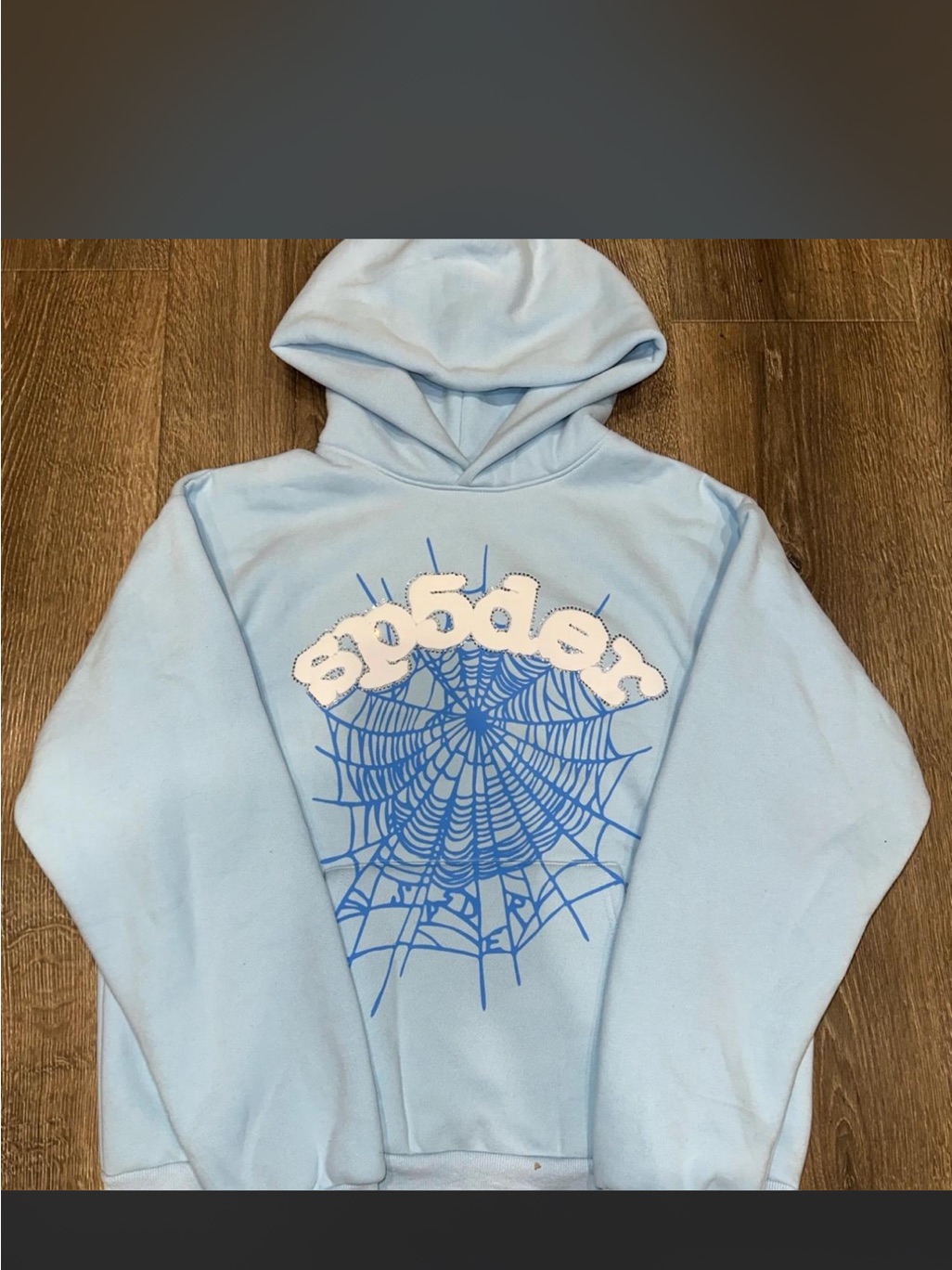 Light Blue Spiderweb Graphic Hoodie
